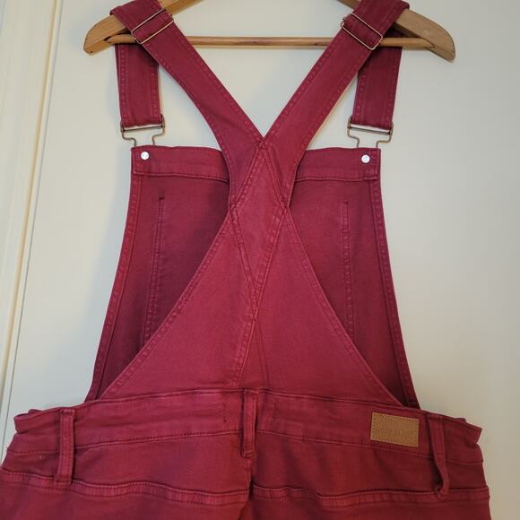 Judy Blue PLUS High Waist Garment Dyed Boyfriend Double Cuff Overalls Maroon☆2XL - Picture 7 of 16